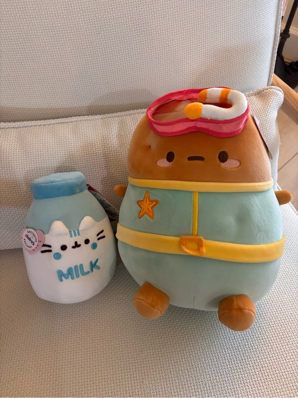 Pusheen Claire’s Exclusive Milk Plush + Smoochy Pals Diver Plush NWT